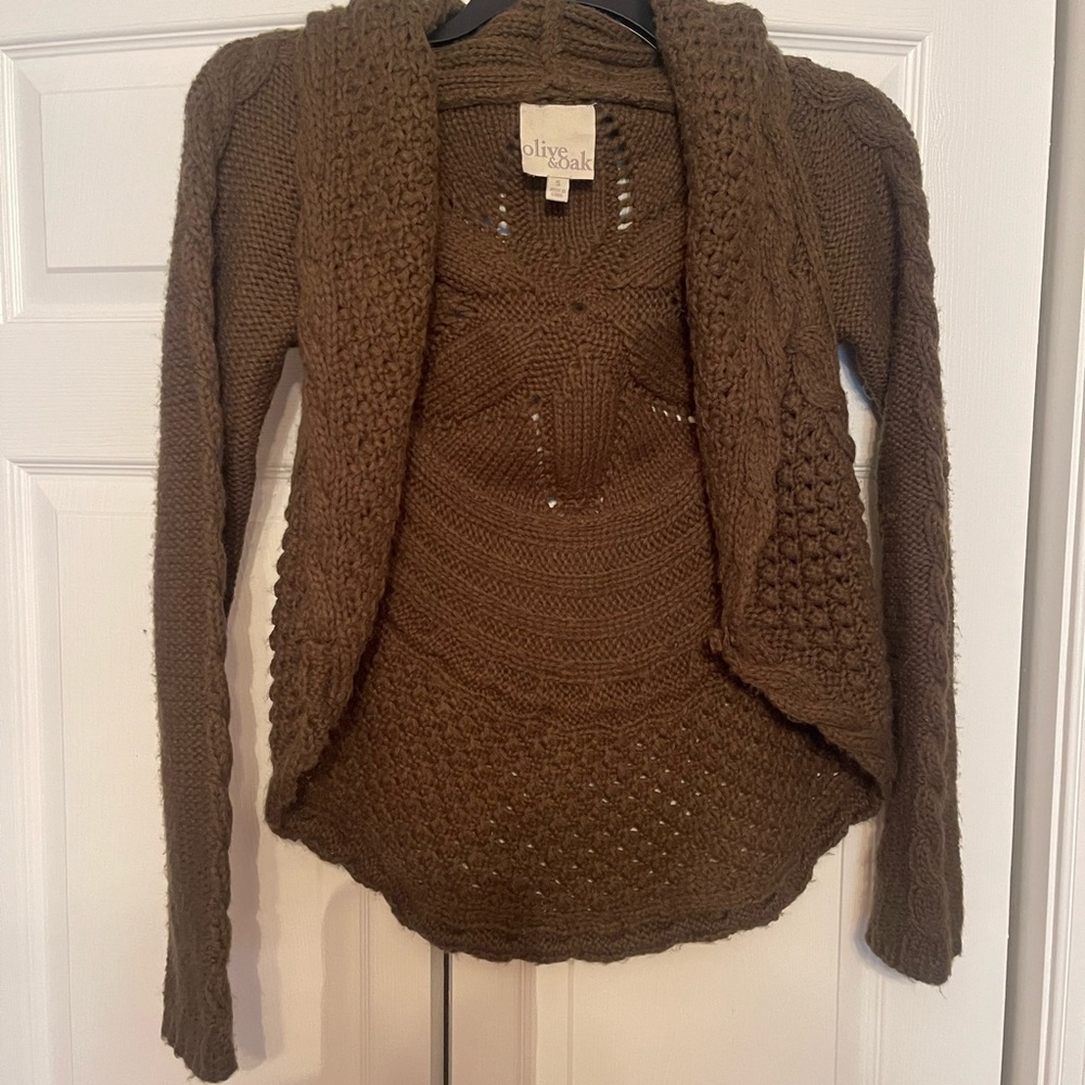 Y2K Core Olive & Oak Hunter Green/ Brown Women's Shrug Cardigan